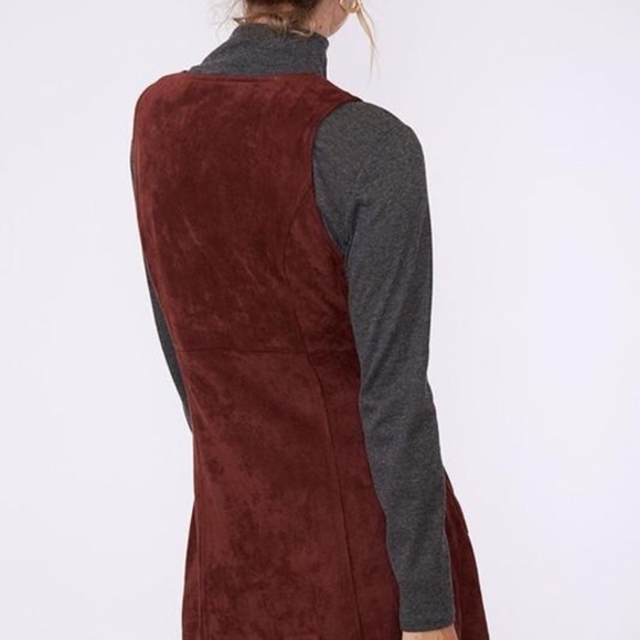 Maroon Velour Button Up Dress - Picture 3 of 7